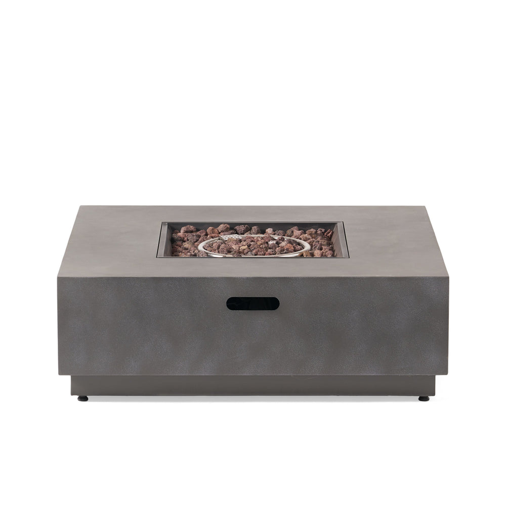 English Elm Square Iron Propane Fire Pit 50000 Btu Powder Coated Outdoor Patio Gathering 62838.00CONRT-50K