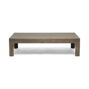 English Elm Alcove Acacia Hardwood Outdoor Sectional Set with Ottoman and Coffee Table 63714.00GDGRY