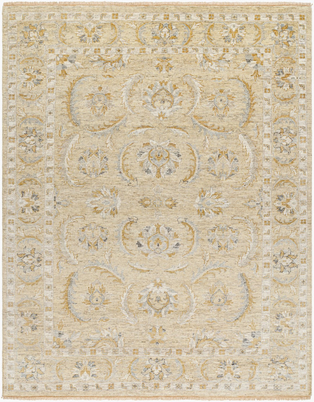Surya Revival Handmade 10' X 14' Wool Rug With Elegant Fringe - Timeless Charm For Your Home Decor Beige Wool Rvv2300-69