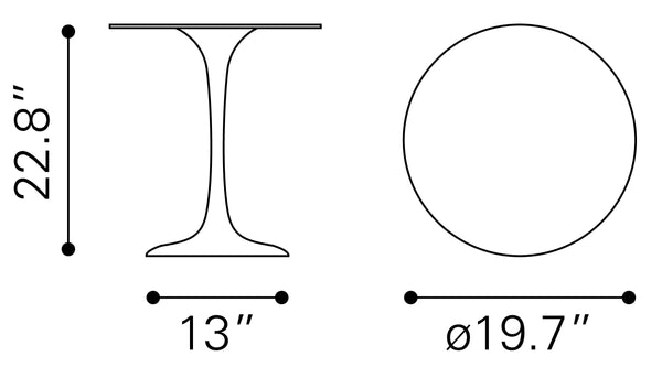 Wilco Side Table White 109929 Zuo Modern