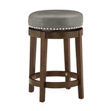 Homelegance By Top-Line Emerson Faux Leather Brown Finish Wood Swivel 24" Counter Height Stool (Set of 2) Grey Rubberwood