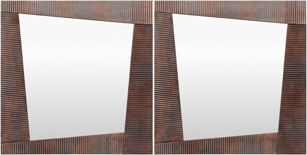 Surya Rendezvous Industrial Rustic 19” Mirror - Stylish Home Decor, Easy Maintenance, Bold Aesthetic Appeal Frame, Metallic ,Copper Iron Rvz002-set