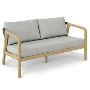 English Elm Palmetto Outdoor Sofa in Stone Grey — Handcrafted Acacia Frame, Weather-Resistant Fabric Cushions, 58" Wide Comfortable Seating B136P159956