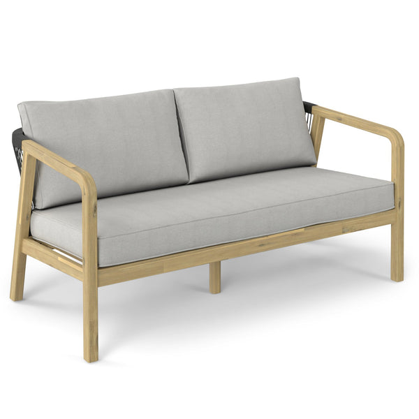 English Elm Palmetto Outdoor Sofa in Stone Grey — Handcrafted Acacia Frame, Weather-Resistant Fabric Cushions, 58" Wide Comfortable Seating B136P159956