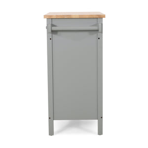 English Elm Christopher Knight Home® - Kitchen Island Cart with Rubberwood Top, Grey Mobile Kitchen Cart on Wheels with Cabinet, Hooks and Drawers 67755.00NATGRY
