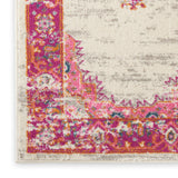 Nourison Passion PSN03 Machine Made Power-loomed Ornamental Border Indoor Only Bohemian Vintage Rug Ivory,Fuchsia, Pink and White 100% Polypropylene 99446815170