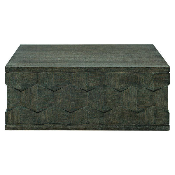 Bernhardt Bernhardt Linea Square Cocktail Table — Cerused Charcoal Oak, Faceted Veneer, Casters, Rustic Modern Elegance 384011B