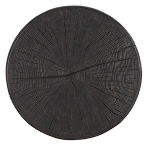 Hooker Furniture Commerce Carved Stump Side Table With Hand-Finished Tribal Diamond Motif, Cast Resin Rustic Accent Blacks 7228-50638-99