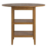 Homelegance By Top-Line Theordore Antique Finish 2 Side Drop Leaf Round Counter Height Table Oak Rubberwood