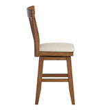 Homelegance By Top-Line Juliette Panel Back Counter Height Wood Swivel Chair Oak Rubberwood