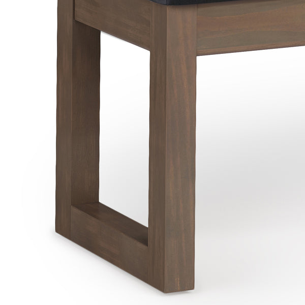 English Elm Milltown Large Ottoman Bench - Versatile Midnight Black Faux Leather For Modern Interiors, 44" Wide B136P159080