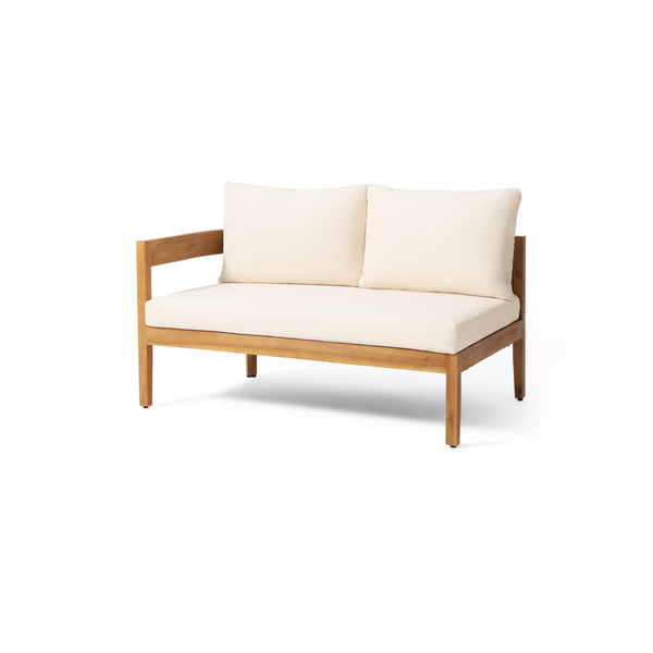 English Elm Brooklyn Acacia Hardwood Outdoor Sofa Set with Slat Design and Weather Resistant Cushions 73146.00_73147.00_74101.00BGE