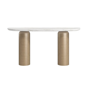A.R.T. Furniture Verge Console Table: Sculptural Marble Design with Warm Metal Base for Modern Elegance and Functionality 337314-1043