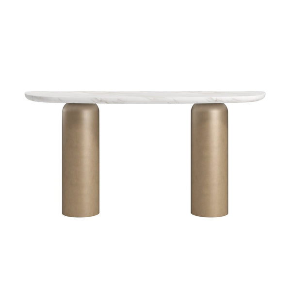 A.R.T. Furniture Verge Console Table with Polished Marble Top and Sculptural Metallic Base for Modern Interiors 337314-1043BS