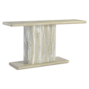 Bernhardt Bernhardt Arcadia Console Table With Monolithic Faux-Stone Column And Wire-Brushed Oak Cantilever Top 334914