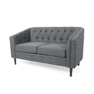 English Elm Christopher Knight Home® - LOVESEAT Diamond-Tufted PU Upholstery with Button Stitching, Tapered Birch Legs, Contemporary Chic Charcoal 72248.00FCHAR