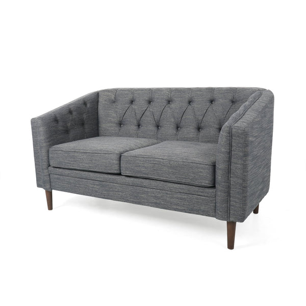English Elm Christopher Knight Home® - LOVESEAT Diamond-Tufted PU Upholstery with Button Stitching, Tapered Birch Legs, Contemporary Chic Charcoal 72248.00FCHAR