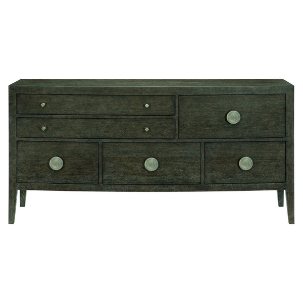 Bernhardt Bernhardt Linea Sideboard - Cerused Charcoal Oak, Asymmetrical Rustic Modern Buffet With Six Drawers 384130B