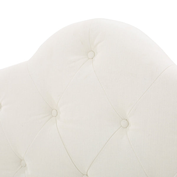 English Elm Christopher Knight Home® - Tufted Cloud-Shaped Upholstered Headboard Queen with Button Detail, Tall Solid Wood Frame & Metal Legs Ivory 59024.00