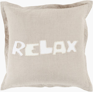 Surya Relax 18" X 18" Durable Linen Accent Pillow - Modern Charm For Your Home Decor, Spot Clean Only! White Linen Rx002-1818