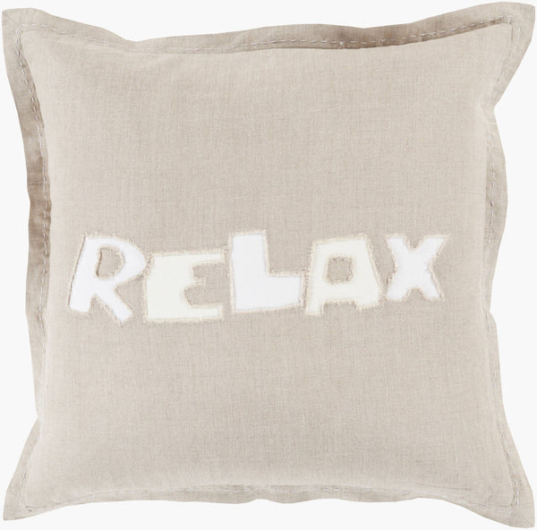 Surya Relax 18" X 18" Durable Linen Accent Pillow - Modern Charm For Your Home Decor, Spot Clean Only! White Linen Rx002-1818