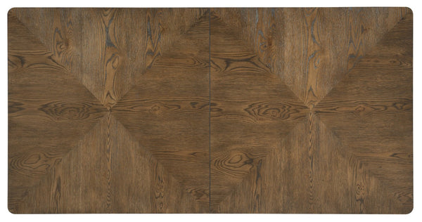 Hooker Furniture Chapman White Oak Extendable Dining Table In Sorrel With Hand‑Hammered Pewter Accents, 24" Leaf 6033-75200-85