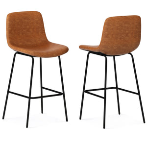 English Elm Jolie Bar Stool Set Of 2 - Stylish Camel Brown Vegan Leather For Modern Kitchens & Bars B136P158757