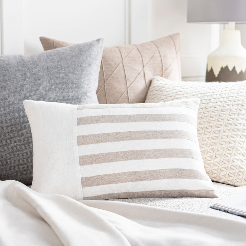 Surya Roxbury Woven Linen Lumbar Pillow Handcrafted Farmhouse Accent for Sofa or Bed RXB005-1320