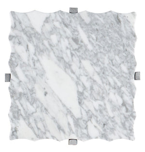 Hooker Furniture Melange Glendon Side Table With Carrara Marble Veneer Top And Distressed Silver Cast Metal Base 16.00 L x 16.00W x 22.25H 628-50032-00