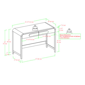 Chantelle Modern Curved Writing Desk with Statement Wood Drawer Pulls Black WECHA42OS2BL0 Walker Edison