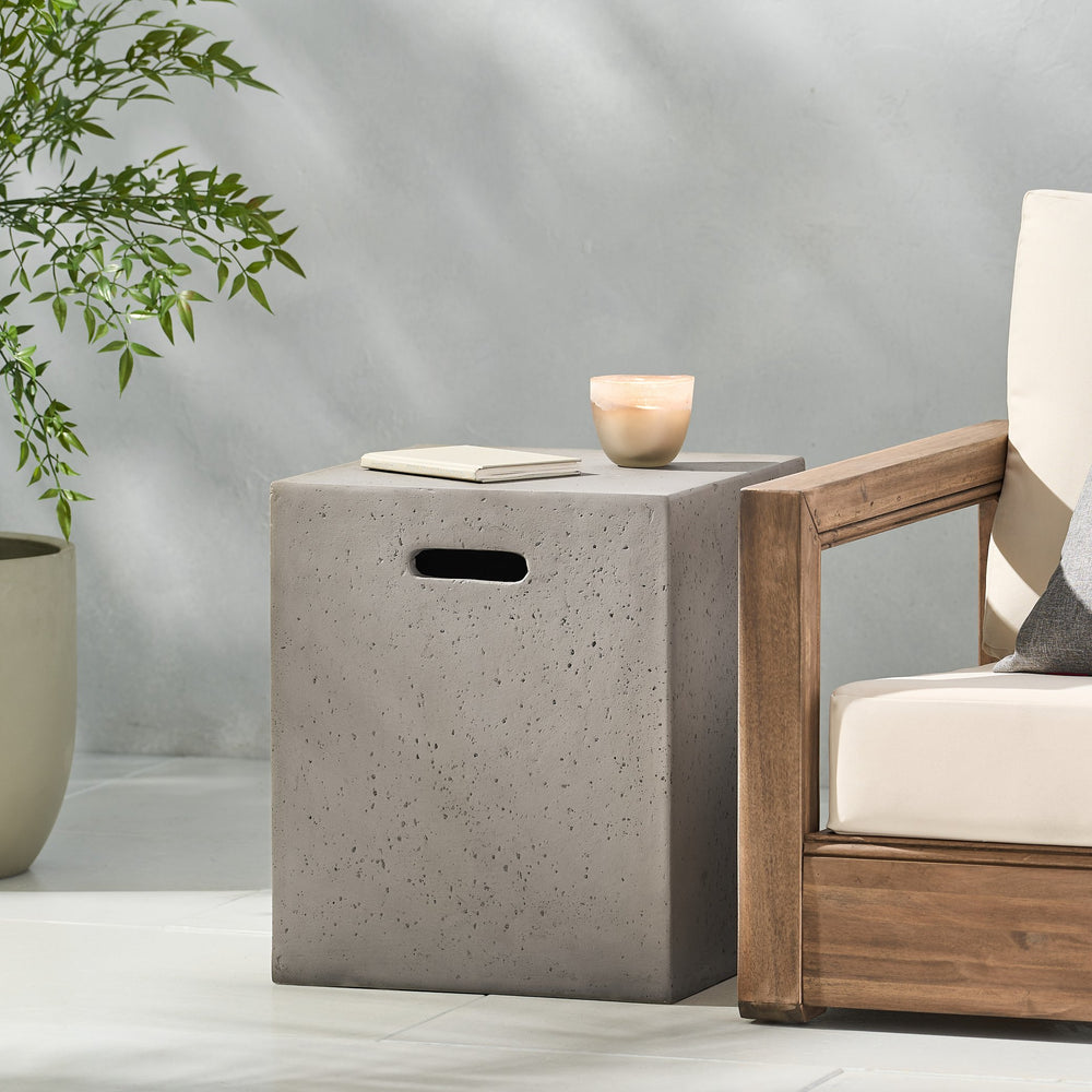 English Elm Mgo Concrete Propane Tank Cover Side Table for Modern and Industrial Interiors 59243.00WHI