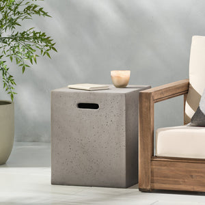 English Elm Mgo Concrete Propane Tank Cover Side Table for Modern and Industrial Interiors 59243.00WHI