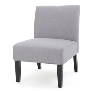 English Elm Accent Chair with Rubberwood Legs Plush Upholstered Seat for Living Room or Bedroom Light Grey 57764.00LGY