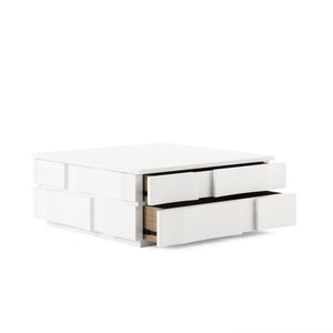 A.R.T. Furniture Portico Contemporary Square Cocktail Table With Hidden Storage, Textured White Finish & Modern Design White Parawood Solids,Resin 323301-3317
