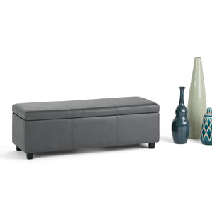English Elm Avalon Storage Ottoman Bench - Versatile Stone Grey Faux Leather With Hidden Storage & Comfort B136P158645