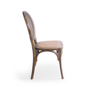 English Elm Dining Chairs Set of 2 Solid Elm Wood with Pressed Cane Mid-century Style 66146.00