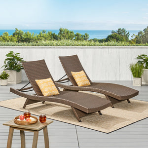 English Elm Christopher Knight Home® - Salem Pe Wicker Chaise Lounge Set – Premium Outdoor Comfort With Mocha Finish, No Assembly Required 52005.00ALUMCAMP2