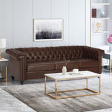 Christopher Knight Home® - Noble House - Parkhurst Tufted Chesterfield Faux Leather 3 Seater Sofa