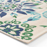 Christopher Knight Home® - Noble House - Gladis Outdoor 7'10" X 10' Medallion Area Rug, Ivory and Blue