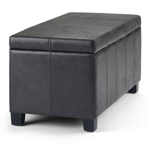 English Elm Dover - Contemporary Storage Ottoman Bench In Distressed Black Faux Leather With Hidden Storage B136P159037