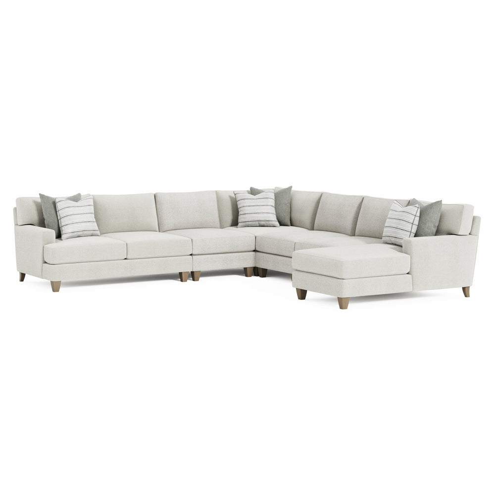 Bernhardt Bernhardt Mila 6-Piece Fabric Sectional Right-Facing Chaise — Deep Plush Seating, Natural Upholstery, Modern Tapered Legs - Made to Order K1957