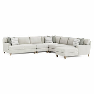 Bernhardt Bernhardt Mila 6-Piece Fabric Sectional Right-Facing Chaise — Deep Plush Seating, Natural Upholstery, Modern Tapered Legs - Made to Order K1957