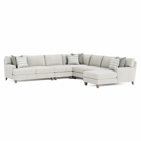 Bernhardt Bernhardt Mila 6-Piece Fabric Sectional Right-Facing Chaise — Deep Plush Seating, Natural Upholstery, Modern Tapered Legs - Made to Order K1957