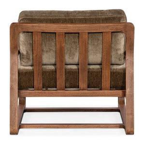 Hooker Furniture Moraine Accent Chair With Vintage Natural Wood Frame, Distressed Scandinavian Modern Comfort Seat Medium Brown CC585-420