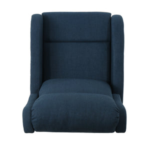English Elm Christopher Knight Home® - 25" Plush Waterfall Backrest Manual Rocker Recliner with Curved Arms and Smooth Lever Recline Navy Blue 62805.00