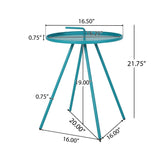 Christopher Knight Home® - Noble House - Vida Outdoor Modern 16.5" Side Table with Steel Legs -