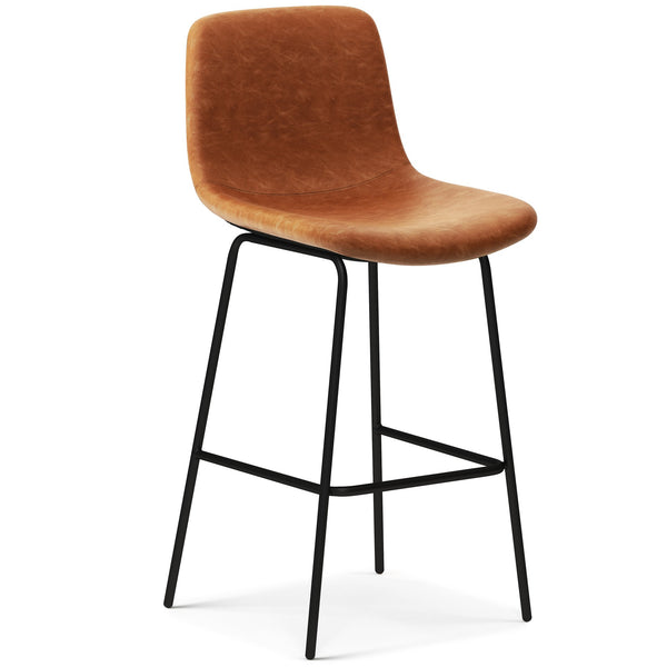 English Elm Jolie Bar Stool Set Of 2 - Stylish Camel Brown Vegan Leather For Modern Kitchens & Bars B136P158757
