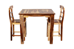 Porter Designs Porter Taos Solid Sheesham Wood 54" Square Counter Table - Timeless Craftsmanship & Artful Design Natural Wood 07-196-08-9027nl