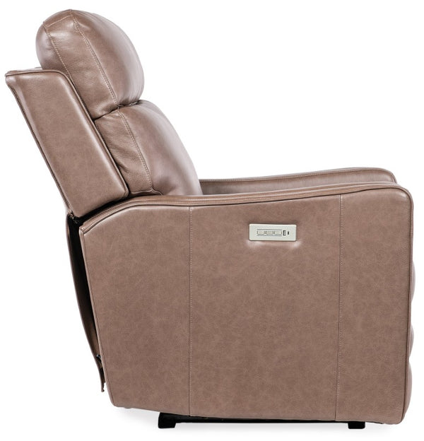 Hooker Furniture Twain Zero-Gravity Power Recliner With Top-Grain Leather, Power Headrest, Lumbar & Usb Port Brown SS645-PHZL1-070