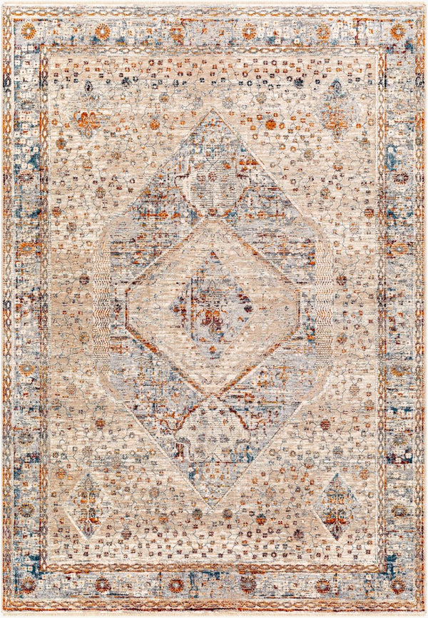 Livabliss Arya Traditional Fringe Accent Rug Polyester Viscose Blend for Entryways and Bedside Medium Gray, Bl 7'10" x 10' RYA2305-71010
